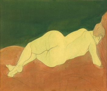 Reclining Nude (w/c & pencil on card) 