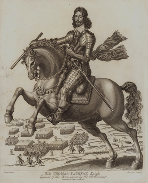 Sir Thomas Fairfax Knight, General of the Forces raised by the Parliament (engraving)