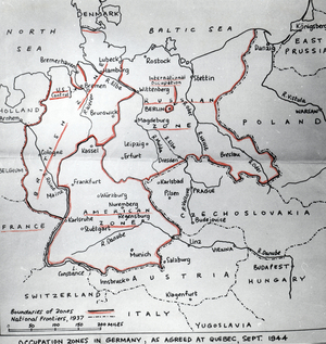 The occupation plan of the Allied after the Quebec Conference, 1944 (b/w photo)