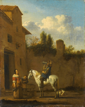 Mounted Trumpeter taking a Drink, 1650 (oil on canvas)