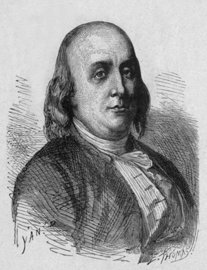 Benjamin Franklin (1706-1790) american politician and scientist, engraving
