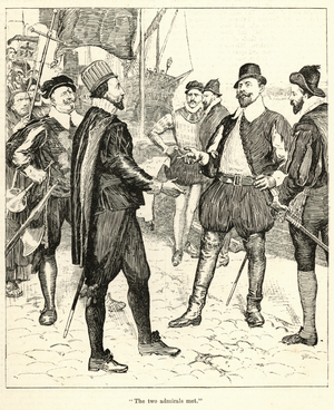 "The two admirals met" (engraving)