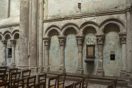 View of blind arcading, Noyon Cathedral, Nord-Pas-de-Calais-Picardie, Oise, France (photo)