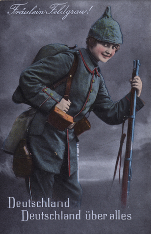 German girl in military uniform (coloured photo)