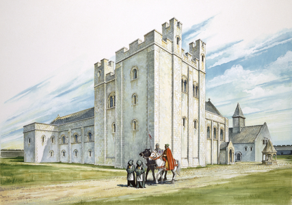 The Central Buildings of Sherborne Old Castle, Dorset, UK (w/c on paper)