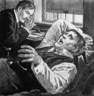 Sigmund Freud with a patient in Vienna (litho)