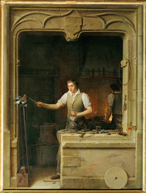 Un serrurier cherche a faire mordre sa lime a un geai- A locksmith tries to make a jay bite his ratchet …