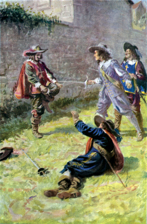 Illustration for The Three Musketeers (colour litho)