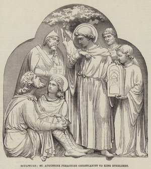 Sculpture, St Augustine preaching Christianity to King Ethelbert (engraving)