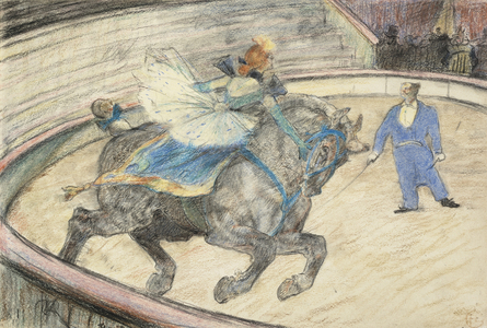 At the Circus: Work in the Ring, 1899 (charcoal, pastel, and black chalk, with stumping, touches of coloured pencil, and incising, on off-white wove paper)