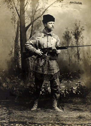 Theodore Roosevelt in buckskin, Dakota Teritory c.1885 (b/w photo)