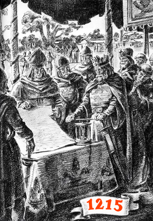 King John of England signing the Magna Carta, 1215
