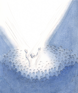 Christ is Present here with us at the Mass, truly human, from our midst offering His sublime Sacrifice on behalf of His brothers and sisters., 2001 (w/c on paper)