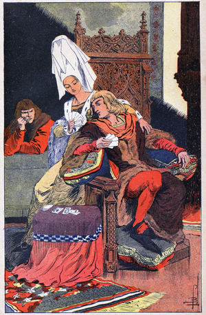 Charles VI and his passion for playing cards, c.1900 (illustration)