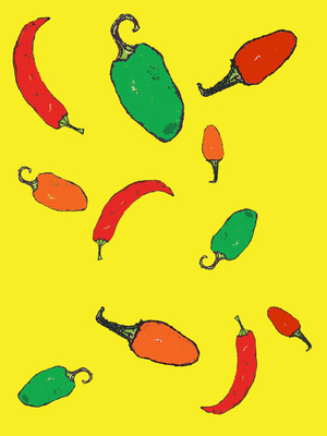 Chillies 2012 (monoprint with inks)