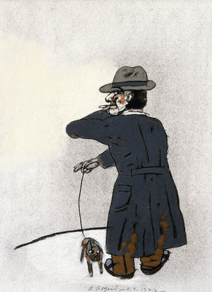 Walking the Dog, 1977 (pastel on paper)