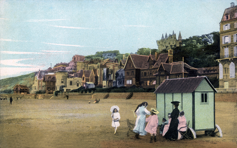 Trouville beach and cottages, c.1900 (postcard)