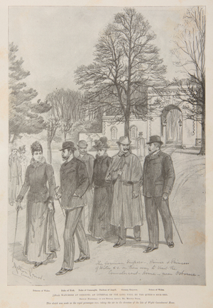The Royal Family on their way to visit Queen Victoria on her sickbed, c1901 (print)