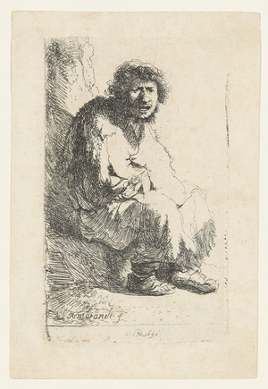 Beggar seated on a Bank, 1630 (etching)