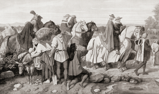 The journey of Rudolf I of Germany to Speyer, from Hutchinson's History of the Nations, pub. 1915