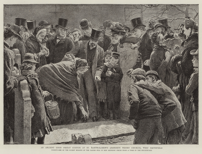 An Ancient Good Friday Custom at St Bartholomew's (Rahere's Priory Church), West Smithfield (litho)