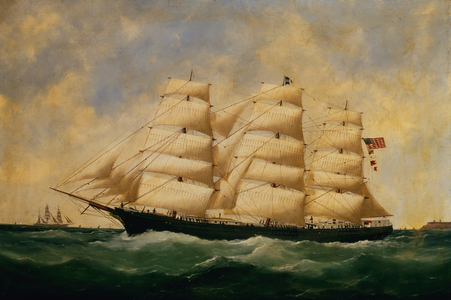 The US Sailing Ship, Servia off Le Havre (oil on canvas)