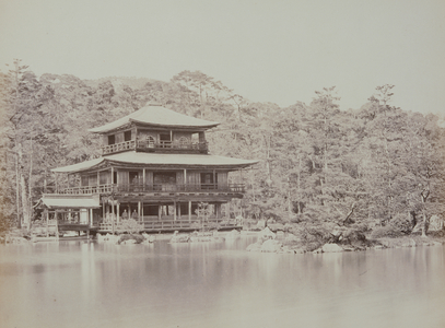 Kinkakuji Temple, Kyoto, 1867-68 (b/w photo)