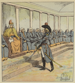 Junot menace le senat de Venise (colour litho)