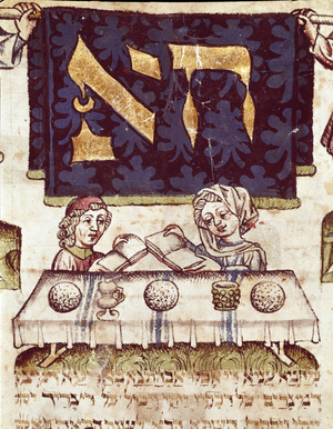 A Jewish Family celebrating Passover (vellum)