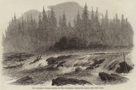 The Laughing Waters Rapids, on the Puntledge, Vancouver Island (engraving)