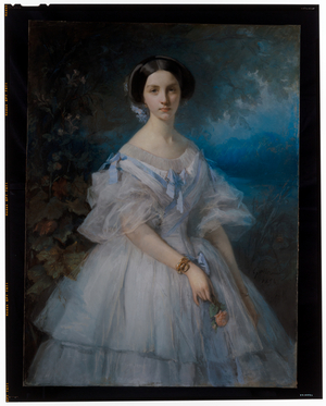 Portrait Of Mme Camille D'Hubert, Born De Granval, De La Houssaye, 1856 (pastel laid down on canvas)
