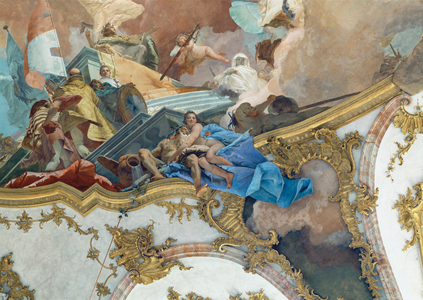 Painting on the ceiling panel of the Kaisersaal, the Emperor's Hall, Wuerzburg, Episcopal Residence …