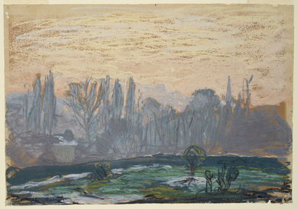 Winter Landscape with Evening Sky, c.1870-80 (pastel chalk on paper)