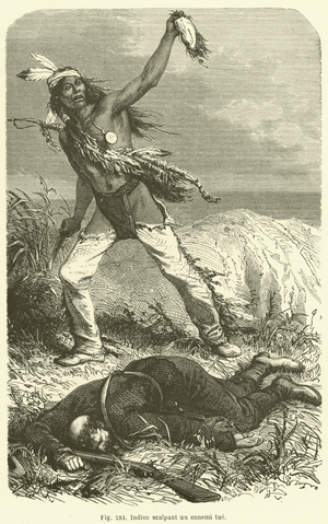 Native msrican mutilate the Dead Body, 19th century (engraving)