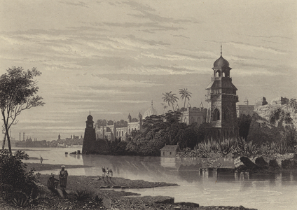 View of Delhi from the river, showing the King's palace (engraving)