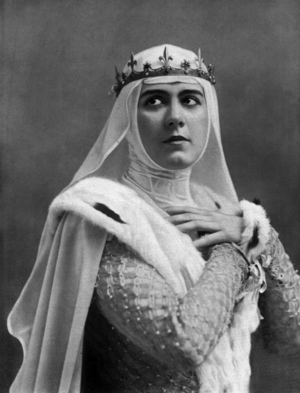 French comedian Marie-Louise Derval as Catherine de France in play "Le proces de Jeanne d'Arc", Paris, photo from french paper "Le Theatre" january 1910