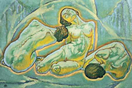 Drei kauernde Frauen - Three crouching women … (painting on canvas)