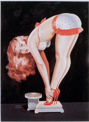 glamour pin-ups scales diets, US, 1940s (print)