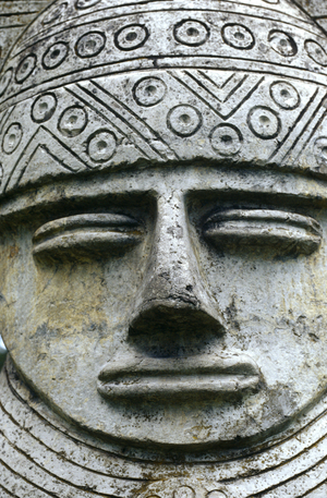 Stone Carving of Face, Bogota, Columbia (photo)