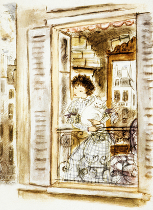 Illustration from 'Claudine a Paris' by Colette (Sidonie Gabrielle Colette), 1960 (colour litho)