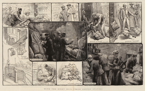 With the Night Mail from Euston Station (engraving)