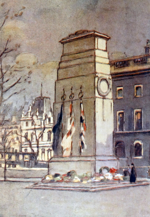 Coloured sketch of The Cenotaph, Whitehall