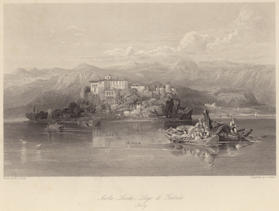 Isola Lecchi, Lago di Guarda, Italy (engraving)