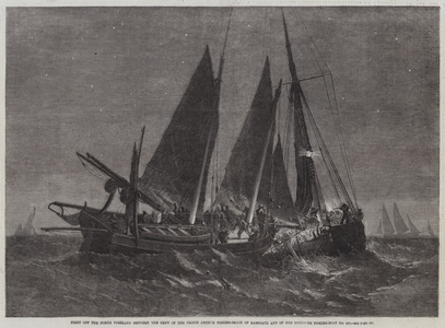 Fight off the North Foreland between the Crew of the Prince Arthur Fishing-Smack of Ramsgate and of the Boulogne Fishing-Boat No 439 (engraving)