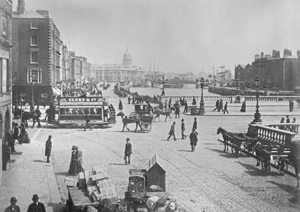O'Connell Bridge and Quays, Dublin, Ireland, c.1885 (gold-toned albumen print)