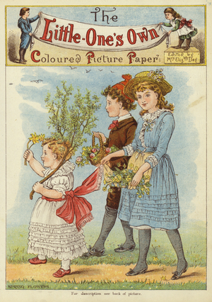 Children picking spring flowers (chromolitho)