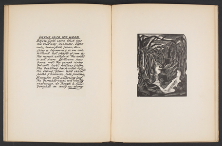 Paths into the Wood, illustration from "Places. 7 prints reproduced from woodblocks designed and engraved by Paul Nash, with illustrations in prose". London, William Heinemann, 1922 (engraving)
