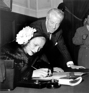 Wedding of French Actor Jean Gabin and Dominique Fournier March 25, 1949, Paris (b/w photo)