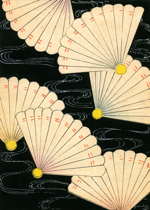 White Fans on a Black Background, 1882 (colour woodblock print)