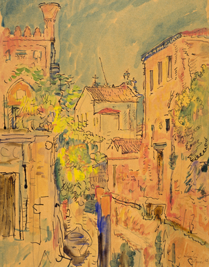 A Canal in Venice, 1922 (watercolour, ink and pencil on paper)